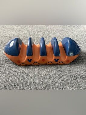Disney Mickey Taco Holder Terra Cotta Ceramic Portugal Orange Blue 4 Slot Server